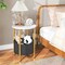 2 Tier Side Table with Fabric Basket and Metal Frame for Bedroom